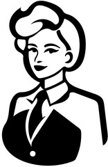 Businesswoman vector illustration in black suit, female entrepreneur logo design 