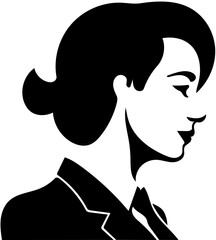 Businesswoman vector illustration in black suit, female entrepreneur logo design 