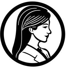 Businesswoman vector illustration in black suit, female entrepreneur logo design 