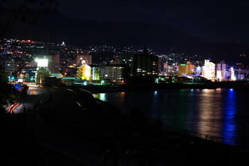 Fototapeta na wymiar 別大国道から見る別府市夜景