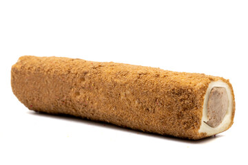 Turkish Delight with Biscuit Powder. Turkish delight with cream filling isolated on white background