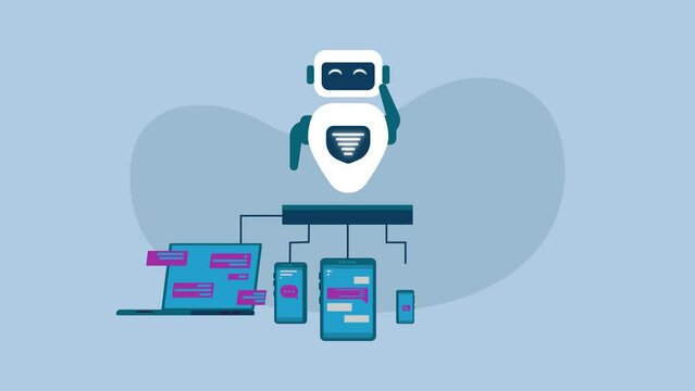 Laptop, tablet and Smart Phone chatting with Chatbot