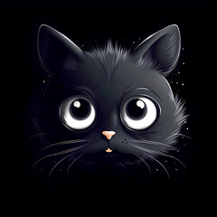 Cute Black Cartoon Cat. Cattitude is Everything
