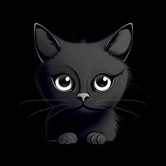 Obraz premium Cute Black Cartoon Cat. Cattitude is Everything