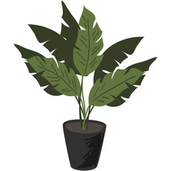 Plant in pot vector for interior design icon