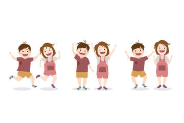 Kids characters with various gestures.
Isolated cute boy and girl illustration set on white background