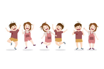 Kids characters with various gestures.
Isolated cute boy and girl illustration set on white background