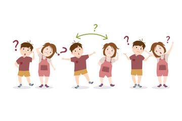 Kids characters with various gestures.
Isolated cute boy and girl illustration set on white background