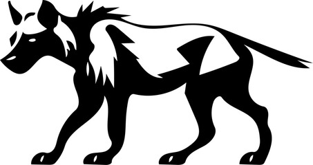 Hyena mascot logo in black, illustration of a wild hyena