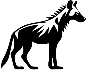 Hyena mascot logo in black, illustration of a wild hyena