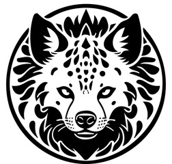 Hyena mascot logo in black, illustration of a wild hyena - obrazy, fototapety, plakaty