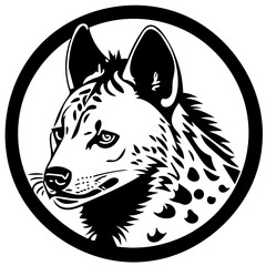 Hyena mascot logo in black, illustration of a wild hyena