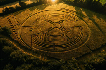 Crop circles in the countryside, Generative AI