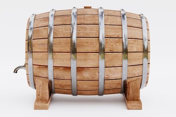 Realistic 3D Render of Wine Barrel