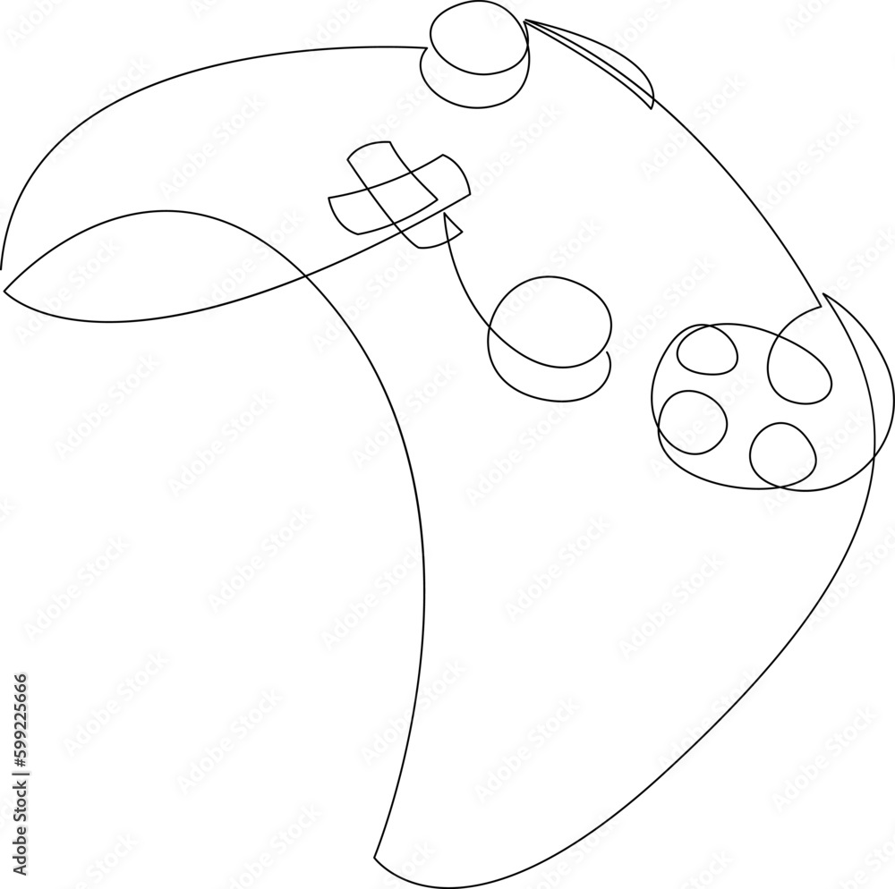 Poster single continuous line drawing of game controller. gamepad one line art vector illustration.