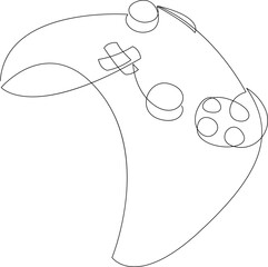 Single continuous line drawing of game controller. Gamepad one line art vector illustration.