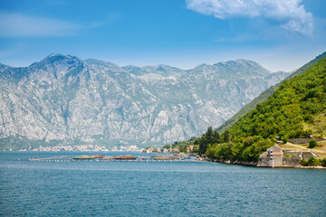 View of the Bay of Kotor on a sunny summer day