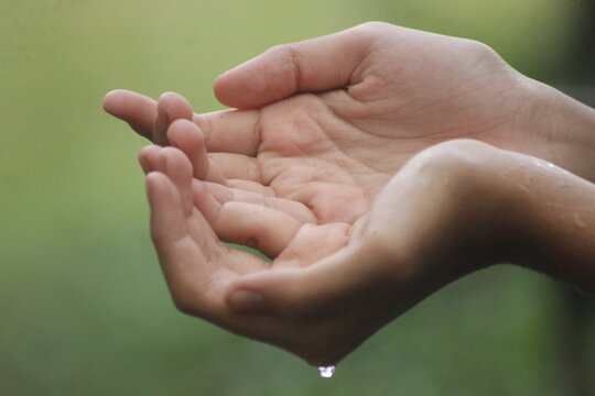 wash hands and take water for ablution