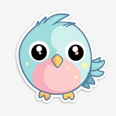 A lovable and endearing chibi Birds sticker with a white background, radiating warmth and affection in their cute chibi form, birds sticker, Generative AI