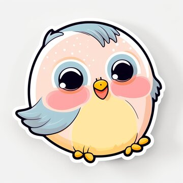 A lovable and endearing chibi Birds sticker with a white background, radiating warmth and affection in their cute chibi form, Generative AI