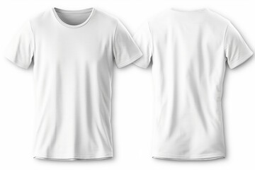 Men's white blank T-shirts, from two sides, natural shape on invisible mannequin, AI generetion