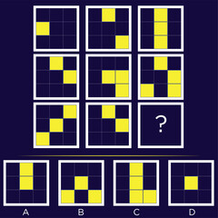 Intelligence questions matrix, Iq test logic puzzle - obrazy, fototapety, plakaty