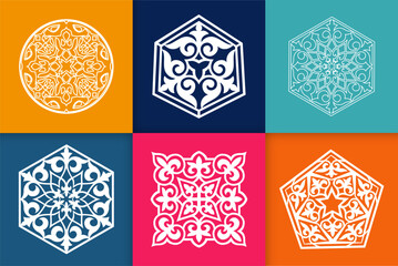 Mandalas. Vintage decorative elements. Six ethnic mandala patterns set Oriental pattern, vector illustration. Islam, Arabic, Indian, Turkish, Pakistan, Chinese, ottoman motif ethnic Mandala ornament