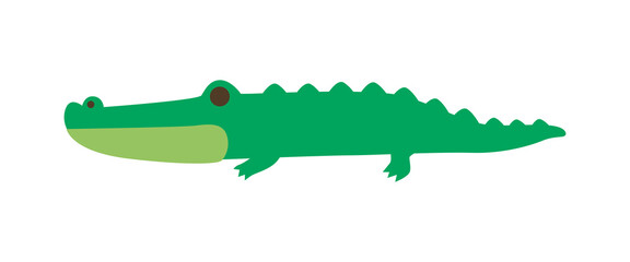 cute crocodile flat style element icon isolated on white background vector illustration