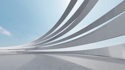 Abstract architecture background curved building 3d render