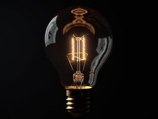 light bulb glowing against the black background
