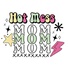 Retro Mothers Day hand written lettering Mental health quote. Modern typographic slogan. Vector illustration