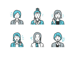 Fototapeta premium ポジティブな表情のスーツ姿の女性 - ビジネスシーン向けベクターイラスト素材
