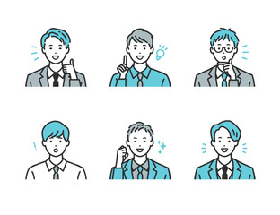 ポジティブな表情のスーツ姿の男性 - ビジネスシーン向けベクターイラスト素材