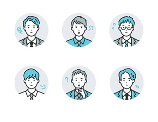 ネガティブな表情のスーツ姿の男性 - ビジネスシーン向けベクターイラスト素材