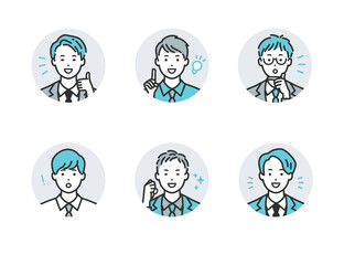 ポジティブな表情のスーツ姿の男性 - ビジネスシーン向けベクターイラスト素材