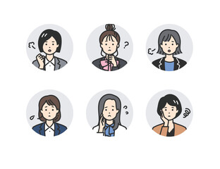 ネガティブな表情のスーツの女性 - ストレスや悩みを抱えるビジネスウーマンのベクターイラスト