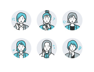 ネガティブな表情のスーツの女性 - ストレスや悩みを抱えるビジネスウーマンのベクターイラスト