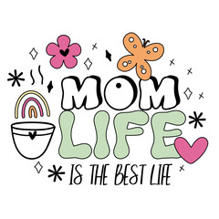 Retro Mothers Day hand written lettering Mental health quote. Modern typographic slogan. Vector illustration