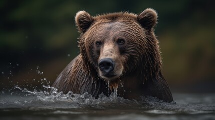 Fototapeta na wymiar Captivating Wild Bear Encounter - AI Generated