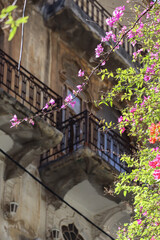Close up of old facades in the Achrafieh district in Beirut