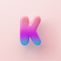 3D Colorful Gradient letter K on a light background
