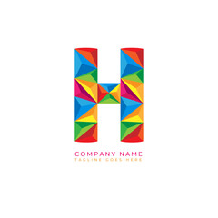 Colorful letter h logo design for business company in low poly art style