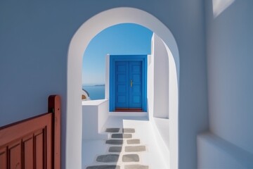 Santorini,white houses in oia city, ai generative