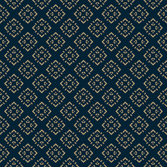 Vector geometric seamless pattern. Luxury golden winter Christmas theme abstract graphic background. Simple minimal folk style texture. Ethnic style ornament. Repetitive gold and black geo design