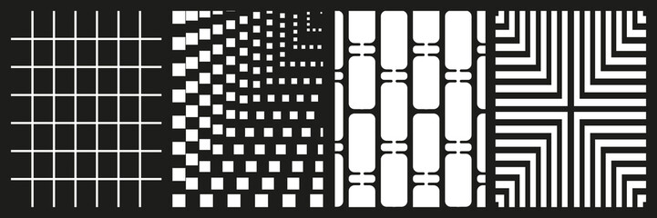 Brutalist abstract geometric shapes background template. Brutal contemporary geometrical figure. Modern minimal monochrome print swiss design aesthetic. Vector illustration set