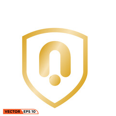 Icon vector graphic of letter N logo shield gold