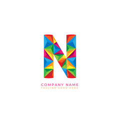 Colorful letter n logo design for business company in low poly art style