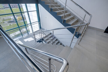 stairs  emergency and evacuation exit stair in up ladder in a new office building.