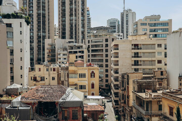 Obraz premium View on the Achrafieh district in Beirut from a terrace of a high building.