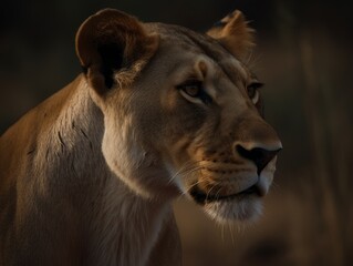 Obraz na płótnie Canvas Stunning Lion Portrait, Majesty of Nature AI Generated Generative AI